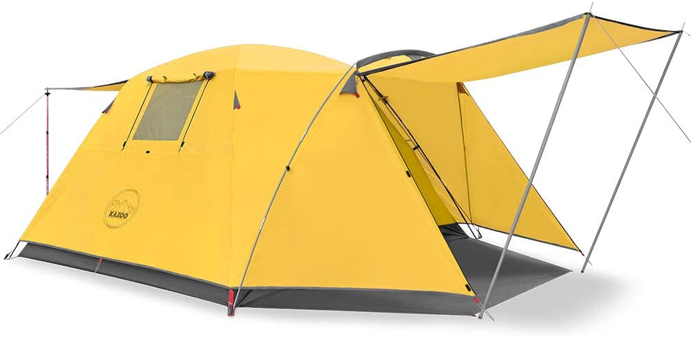 KAZOO Outdoor Camping Tent Durable Waterproof, Family Large Tents 4 Person, Easy Setup Tent with Porch Double Layer